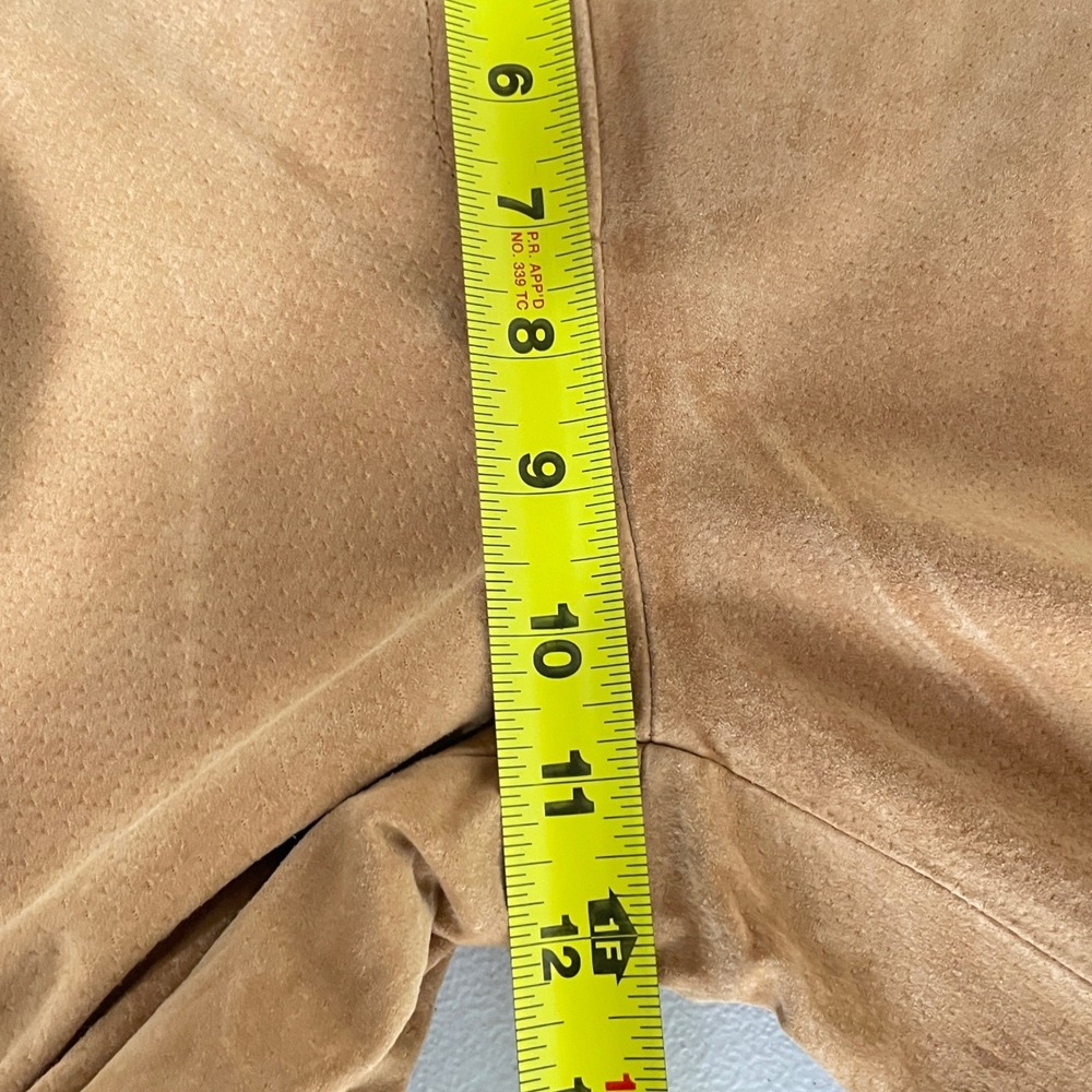 Vintage Womens Camel Tan Suede Leather Pants Size 10 Quiet Luxury Straight Leg - Picture 10 of 12